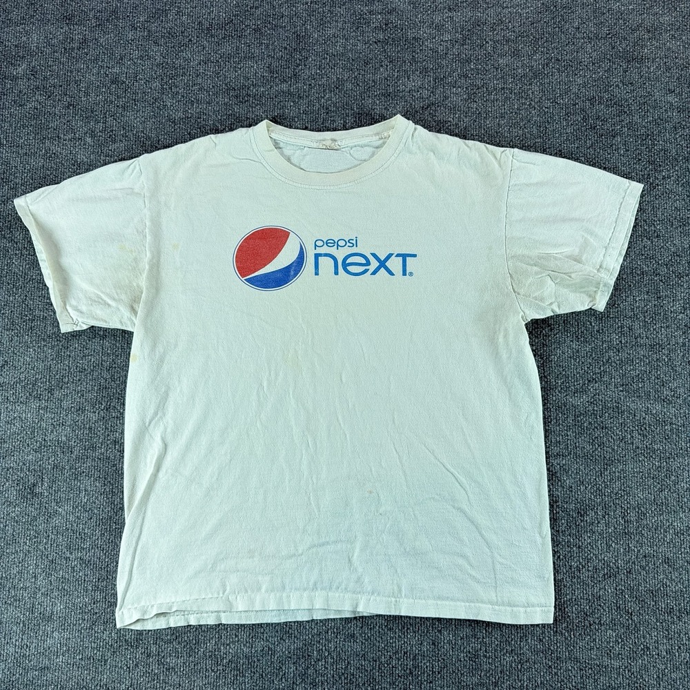 Y2K Pepsi NEXT Promo T-Shirt Mens Large White Casual Soda Streetwear Tee Summer